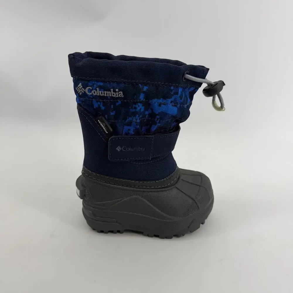 Columbia Powderbug Plus II Snow Boots Toddler Sz 5 Blue Camo Waterproof Gorpcore